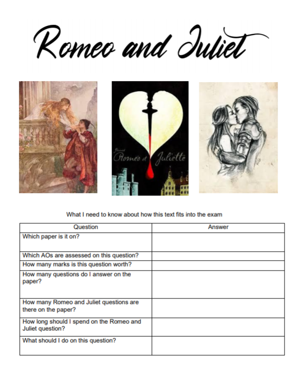 Romeo and Juliet workbooklet | English at Lutterworth College